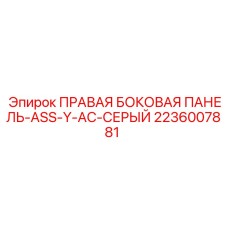 2236007881 ПРАВАЯ БОКОВАЯ ПАНЕЛЬ-ASS-Y-AC-СЕРЫЙ - Epiroc