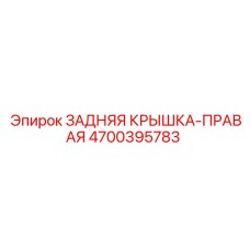 4700395783 ЗАДНЯЯ КРЫШКА-ПРАВАЯ Эпирок