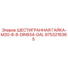 9753216365 ШЕСТИГРАННАЯ ГАЙКА-M20-8-8-DIN934-GAL Epiroc